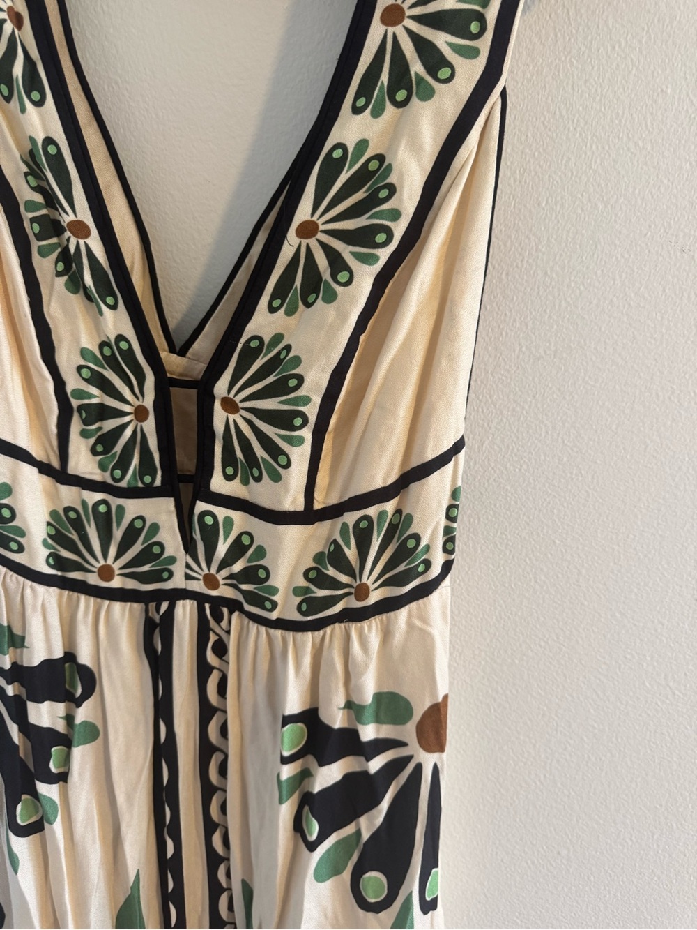 Farm Rio Cream Maxi Dress with Green & Black Floral Print - Picture 3 of 6